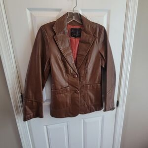 Elegant Brown Leather Women's Jacket